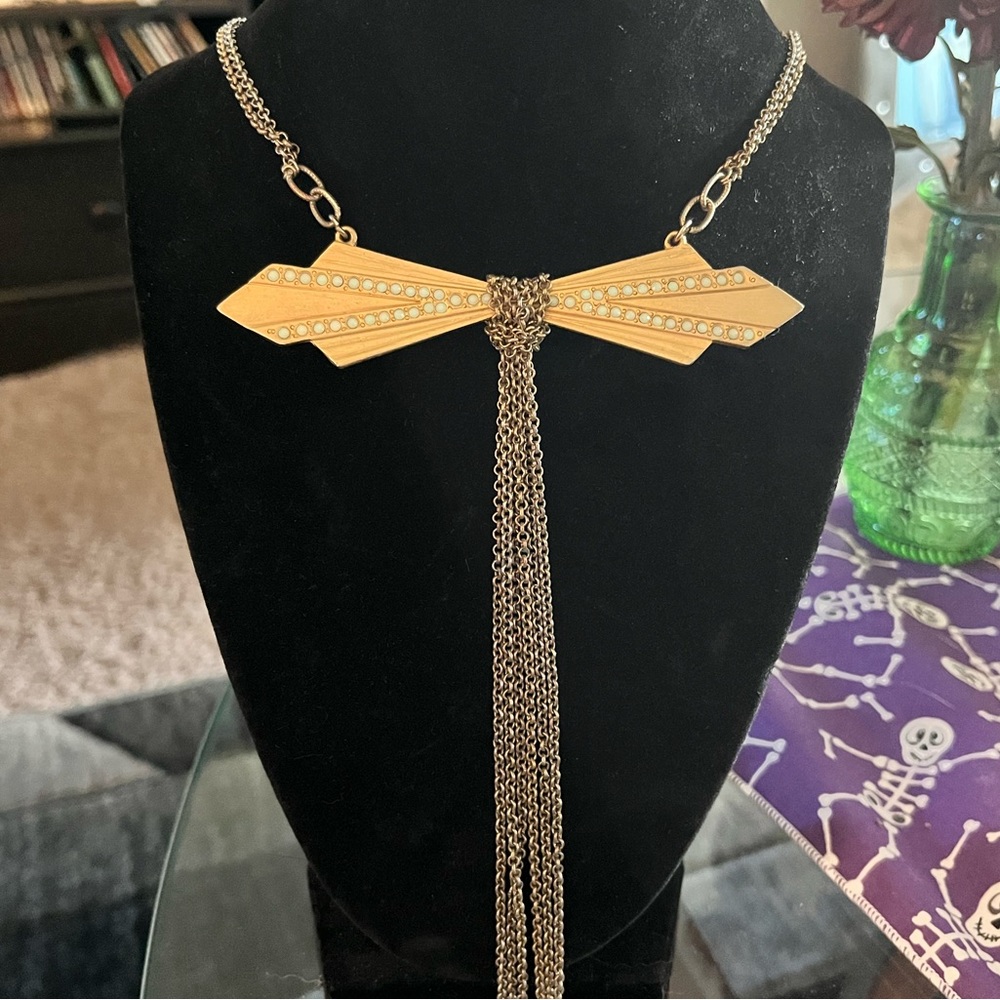 Gold Art-Deco inspired Bow Tie Necklace Nordstrom